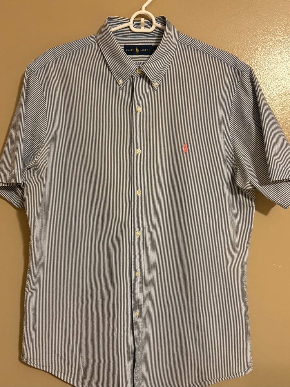 Ralph Lauren Blue Stripe Short-Sleeve Button-Down Shirt